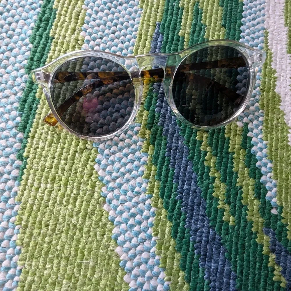 Clear Frame Round Sunglasses Tortoiseshell Arms Black Lenses Festival Indie Slea